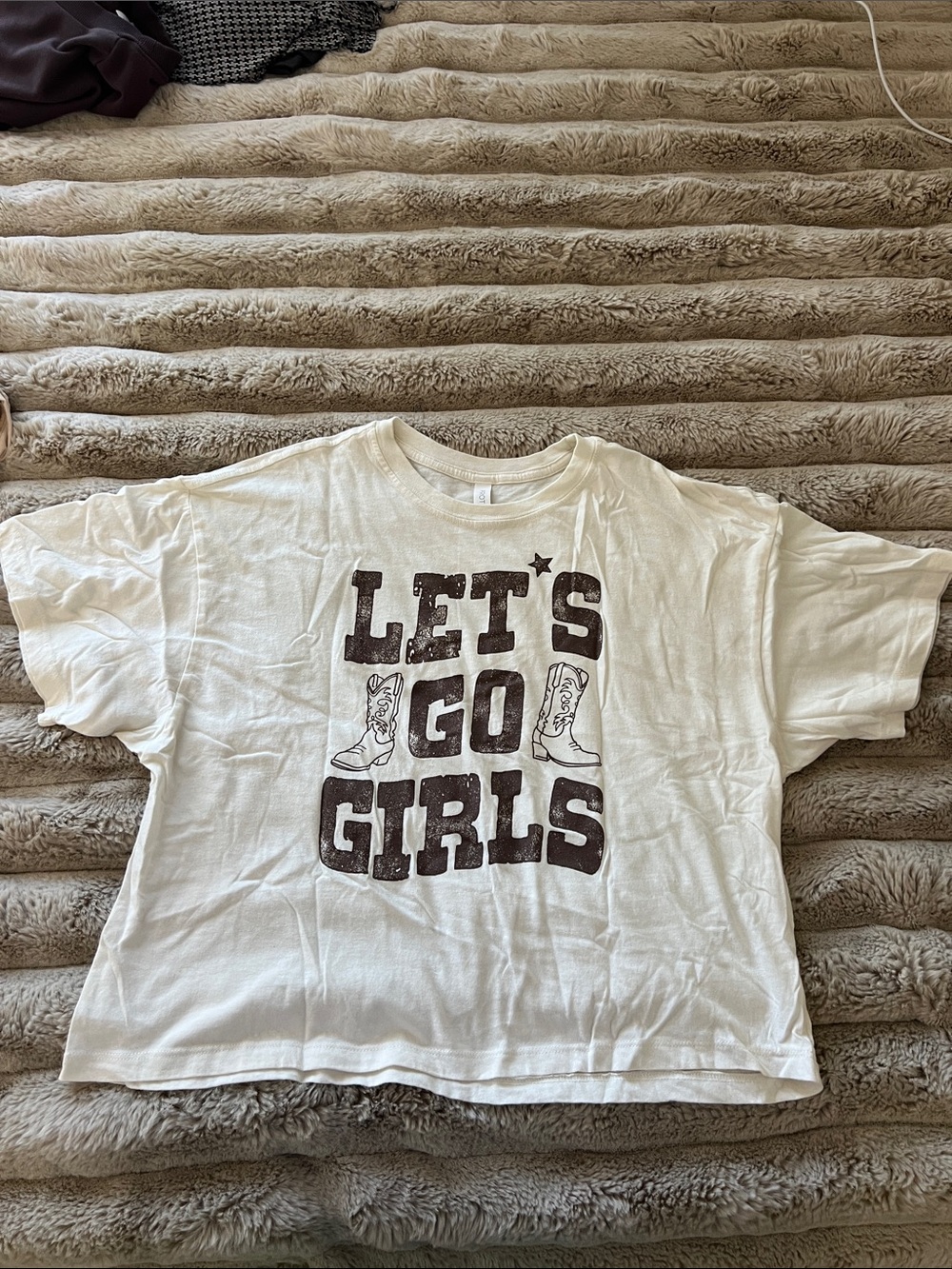 LET'S GO GIRLS White Cropped Graphic Tee - Women’s